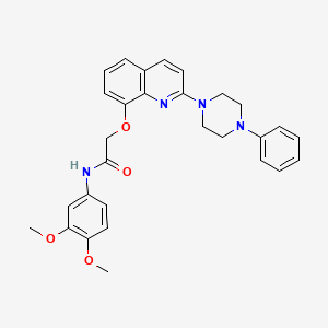 N-(3,4-dimethoxyphenyl)-2-((2-(4-phenylpiperazin-1-yl)quinolin-8-yl)oxy)acetamide