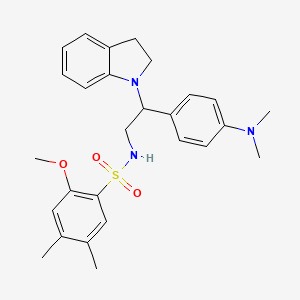 molecular formula C27H33N3O3S B2544116 N-(2-(4-(dimethylamino)phenyl)-2-(indolin-1-yl)ethyl)-2-methoxy-4,5-dimethylbenzenesulfonamide CAS No. 946366-79-6