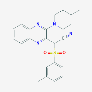 2-(3-(4-Methylpiperidin-1-yl)quinoxalin-2-yl)-2-(m-tolylsulfonyl)acetonitrile