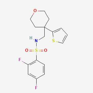 molecular formula C16H17F2NO3S2 B2544119 2,4-difluoro-N-((4-(thiophen-2-yl)tetrahydro-2H-pyran-4-yl)methyl)benzenesulfonamide CAS No. 1203215-43-3