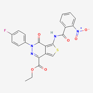 molecular formula C22H15FN4O6S B2544121 Ethyl 3-(4-fluorophenyl)-5-[(2-nitrobenzoyl)amino]-4-oxothieno[3,4-d]pyridazine-1-carboxylate CAS No. 851949-47-8