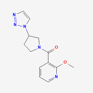 molecular formula C13H15N5O2 B2544123 (3-(1H-1,2,3-triazol-1-yl)pyrrolidin-1-yl)(2-methoxypyridin-3-yl)methanone CAS No. 1798538-22-3