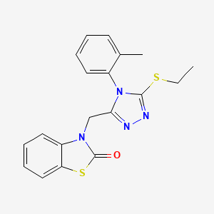 molecular formula C19H18N4OS2 B2544126 3-((5-(ethylthio)-4-(o-tolyl)-4H-1,2,4-triazol-3-yl)methyl)benzo[d]thiazol-2(3H)-one CAS No. 847402-68-0