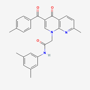 molecular formula C27H25N3O3 B2544131 N-(3,5-dimethylphenyl)-2-(7-methyl-3-(4-methylbenzoyl)-4-oxo-1,8-naphthyridin-1(4H)-yl)acetamide CAS No. 894907-31-4