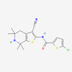 molecular formula C17H18ClN3OS2 B2544132 5-chloro-N-(3-cyano-5,5,7,7-tetramethyl-4,6-dihydrothieno[2,3-c]pyridin-2-yl)thiophene-2-carboxamide CAS No. 864860-47-9