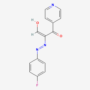 molecular formula C14H10FN3O2 B2544140 2-[2-(4-Fluorophenyl)hydrazono]-3-oxo-3-(4-pyridinyl)propanal CAS No. 338414-00-9