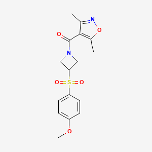 molecular formula C16H18N2O5S B2544142 (3,5-Dimethylisoxazol-4-yl)(3-((4-methoxyphenyl)sulfonyl)azetidin-1-yl)methanone CAS No. 1706145-64-3