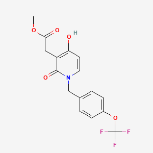 molecular formula C16H14F3NO5 B2544143 Methyl 2-{4-hydroxy-2-oxo-1-[4-(trifluoromethoxy)benzyl]-1,2-dihydro-3-pyridinyl}acetate CAS No. 439095-09-7