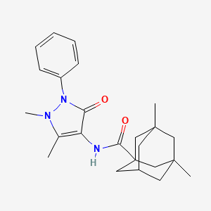 molecular formula C24H31N3O2 B2544144 (1r,3R,5S,7r)-N-(1,5-dimethyl-3-oxo-2-phenyl-2,3-dihydro-1H-pyrazol-4-yl)-3,5-dimethyladamantane-1-carboxamide CAS No. 405068-86-2