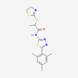 2-((4,5-dihydrothiazol-2-yl)thio)-N-(5-mesityl-1,3,4-thiadiazol-2-yl)propanamide