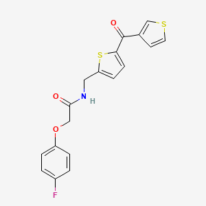 molecular formula C18H14FNO3S2 B2544161 2-(4-氟苯氧基)-N-((5-(噻吩-3-羰基)噻吩-2-基)甲基)乙酰胺 CAS No. 1797299-53-6