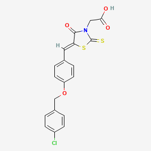 molecular formula C19H14ClNO4S2 B2544165 2-(5-(4-((4-Chlorobenzyl)oxy)benzylidene)-4-oxo-2-thioxothiazolidin-3-yl)acetic acid CAS No. 303134-98-7