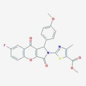 molecular formula C24H17FN2O6S B254417 methyl 2-[7-fluoro-1-(4-methoxyphenyl)-3,9-dioxo-3,9-dihydrochromeno[2,3-c]pyrrol-2(1H)-yl]-4-methyl-1,3-thiazole-5-carboxylate 