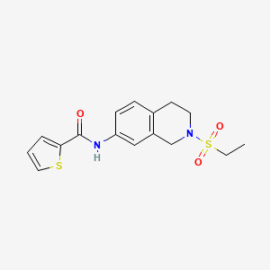 molecular formula C16H18N2O3S2 B2544171 N-(2-(ethylsulfonyl)-1,2,3,4-tetrahydroisoquinolin-7-yl)thiophene-2-carboxamide CAS No. 955231-28-4