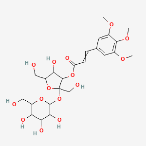 molecular formula C24H34O15 B2544173 [4-Hydroxy-2,5-bis(hydroxymethyl)-2-[3,4,5-trihydroxy-6-(hydroxymethyl)oxan-2-yl]oxyoxolan-3-yl] 3-(3,4,5-trimethoxyphenyl)prop-2-enoate CAS No. 202471-84-9