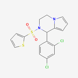 molecular formula C17H14Cl2N2O2S2 B2544177 1-(2,4-Dichlorophenyl)-2-(thiophen-2-ylsulfonyl)-1,2,3,4-tetrahydropyrrolo[1,2-a]pyrazine CAS No. 899949-20-3