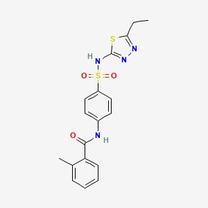molecular formula C18H18N4O3S2 B2544179 N-[4-[(5-ethyl-1,3,4-thiadiazol-2-yl)sulfamoyl]phenyl]-2-methylbenzamide CAS No. 317854-16-3