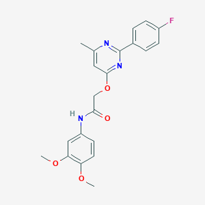 molecular formula C21H20FN3O4 B2544180 N-(3,4-dimethoxyphenyl)-2-((2-(4-fluorophenyl)-6-methylpyrimidin-4-yl)oxy)acetamide CAS No. 1251573-87-1