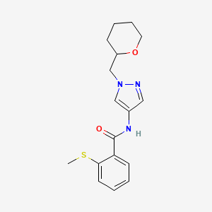 2-(methylthio)-N-(1-((tetrahydro-2H-pyran-2-yl)methyl)-1H-pyrazol-4-yl)benzamide