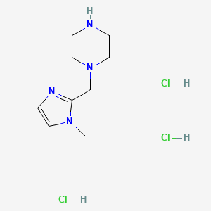 molecular formula C9H19Cl3N4 B2544195 1-[(1-Methylimidazol-2-yl)methyl]piperazine;trihydrochloride CAS No. 2375259-70-2