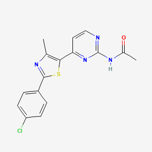 molecular formula C16H13ClN4OS B2544199 N-{4-[2-(4-氯苯基)-4-甲基-1,3-噻唑-5-基]嘧啶-2-基}乙酰胺 CAS No. 499795-81-2