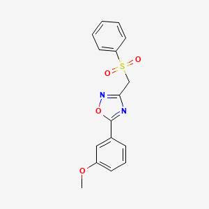 molecular formula C16H14N2O4S B2544207 5-(3-Methoxyphenyl)-3-[(phenylsulfonyl)methyl]-1,2,4-oxadiazole CAS No. 672925-67-6