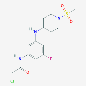 molecular formula C14H19ClFN3O3S B2544209 2-Chloro-N-[3-fluoro-5-[(1-methylsulfonylpiperidin-4-yl)amino]phenyl]acetamide CAS No. 2411237-63-1