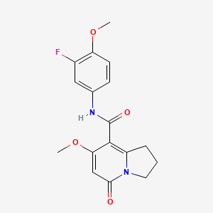 molecular formula C17H17FN2O4 B2544211 N-(3-氟-4-甲氧基苯基)-7-甲氧基-5-氧代-1,2,3,5-四氢吲哚并[1,2-c]喹唑啉-8-甲酰胺 CAS No. 2034420-57-8