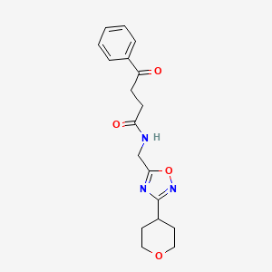 molecular formula C18H21N3O4 B2544218 4-oxo-4-phenyl-N-((3-(tetrahydro-2H-pyran-4-yl)-1,2,4-oxadiazol-5-yl)methyl)butanamide CAS No. 2034462-20-7