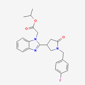 molecular formula C23H24FN3O3 B2544219 isopropyl 2-(2-(1-(4-fluorobenzyl)-5-oxopyrrolidin-3-yl)-1H-benzo[d]imidazol-1-yl)acetate CAS No. 912890-40-5