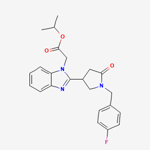 molecular formula C23H24FN3O3 B2544219 propan-2-yl 2-(2-{1-[(4-fluorophenyl)methyl]-5-oxopyrrolidin-3-yl}-1H-1,3-benzodiazol-1-yl)acetate CAS No. 912890-40-5