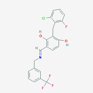 molecular formula C22H16ClF4NO2 B2544223 2-(2-氯-6-氟苄基)-4-({[3-(三氟甲基)苄基]亚氨基}甲基)-1,3-苯二酚 CAS No. 341967-52-0