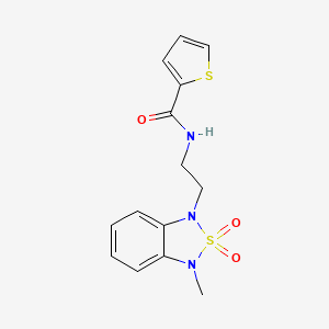 molecular formula C14H15N3O3S2 B2544266 N-(2-(3-甲基-2,2-二氧化苯并[c][1,2,5]噻二唑-1(3H)-基)乙基)噻吩-2-甲酰胺 CAS No. 2034590-97-9