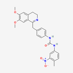 molecular formula C26H26N4O5 B2544282 1-[4-[(6,7-Dimethoxy-3,4-dihydroisoquinolin-1-yl)methyl]phenyl]-3-(4-methyl-3-nitrophenyl)urea CAS No. 1024435-80-0
