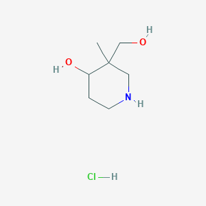 molecular formula C7H16ClNO2 B2544289 3-(Hydroxymethyl)-3-methylpiperidin-4-ol hydrochloride CAS No. 1823252-95-4