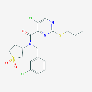 molecular formula C19H21Cl2N3O3S2 B254429 5-chloro-N-(3-chlorobenzyl)-N-(1,1-dioxidotetrahydrothien-3-yl)-2-(propylthio)pyrimidine-4-carboxamide 