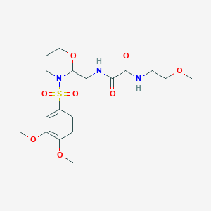 molecular formula C18H27N3O8S B2544292 N1-((3-((3,4-dimethoxyphenyl)sulfonyl)-1,3-oxazinan-2-yl)methyl)-N2-(2-methoxyethyl)oxalamide CAS No. 872976-25-5