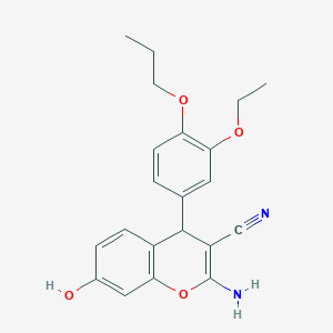 molecular formula C21H22N2O4 B254430 2-amino-4-(3-ethoxy-4-propoxyphenyl)-7-hydroxy-4H-chromene-3-carbonitrile 