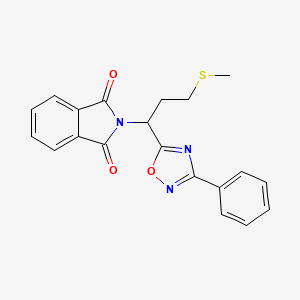molecular formula C20H17N3O3S B2544305 2-(3-(甲硫基)-1-(3-苯基-1,2,4-恶二唑-5-基)丙基)异吲哚啉-1,3-二酮 CAS No. 182231-51-2