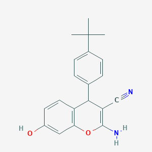 molecular formula C20H20N2O2 B254431 2-amino-4-(4-tert-butylphenyl)-7-hydroxy-4H-chromene-3-carbonitrile 