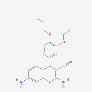molecular formula C22H25N3O3 B254432 2,7-diamino-4-(4-butoxy-3-ethoxyphenyl)-4H-chromene-3-carbonitrile 
