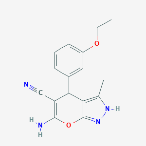 molecular formula C16H16N4O2 B254433 6-Amino-4-(3-ethoxyphenyl)-3-methyl-2,4-dihydropyrano[2,3-c]pyrazole-5-carbonitrile 