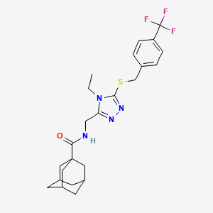 molecular formula C24H29F3N4OS B2544350 N-{[4-ethyl-5-({[4-(trifluoromethyl)phenyl]methyl}sulfanyl)-4H-1,2,4-triazol-3-yl]methyl}adamantane-1-carboxamide CAS No. 477304-59-9