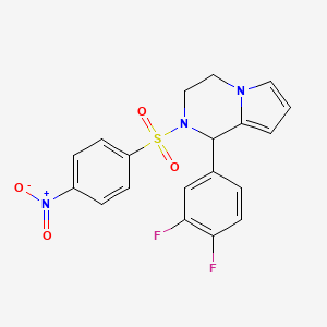 molecular formula C19H15F2N3O4S B2544382 1-(3,4-Difluorophenyl)-2-((4-nitrophenyl)sulfonyl)-1,2,3,4-tetrahydropyrrolo[1,2-a]pyrazine CAS No. 899739-33-4