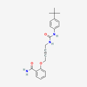 molecular formula C22H25N3O3 B2544383 2-((4-(3-(4-(Tert-butyl)phenyl)ureido)but-2-yn-1-yl)oxy)benzamide CAS No. 1448128-33-3