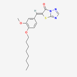 molecular formula C20H25N3O3S B2544406 (Z)-5-(3-甲氧基-4-(辛氧基)苄亚胺)噻唑并[3,2-b][1,2,4]三唑-6(5H)-酮 CAS No. 617694-28-7