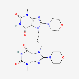 molecular formula C23H30N10O6 B2544420 7,7'-(丙烷-1,3-二甲基)双(3-甲基-8-吗啉基-1H-嘌呤-2,6(3H,7H)-二酮) CAS No. 877818-24-1