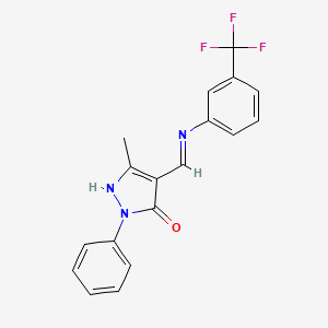 molecular formula C18H14F3N3O B2544431 3-甲基-1-苯基-4-(((3-(三氟甲基)苯基)氨基)亚甲基)-2-吡唑啉-5-酮 CAS No. 320424-82-6