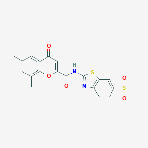 molecular formula C20H16N2O5S2 B254445 6,8-dimethyl-N-[6-(methylsulfonyl)-1,3-benzothiazol-2-yl]-4-oxo-4H-chromene-2-carboxamide 