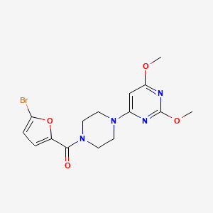 molecular formula C15H17BrN4O4 B2544450 (5-Bromofuran-2-yl)(4-(2,6-dimethoxypyrimidin-4-yl)piperazin-1-yl)methanone CAS No. 1021073-63-1